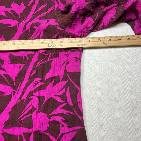 Soft Surroundings Blouse Women Small Fuchsia Pink Tropical Oceo Gauze Top - Picture 11 of 11